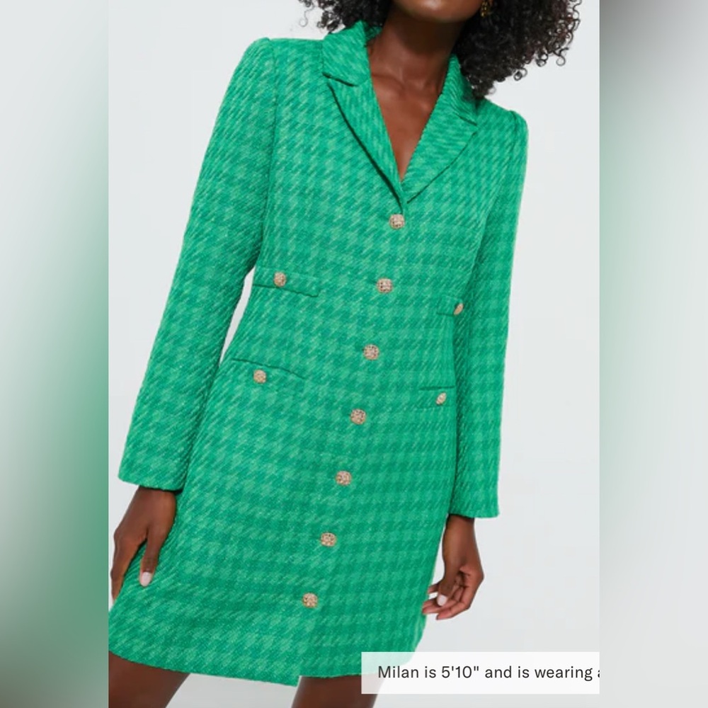Tuckernuck/Pomander Place Green Houndstooth Stacie Dress NWT Sz Med